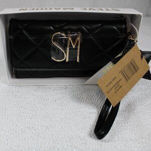 NWT Steve Madden Black Quilted Faux Leather Wallet (Original Price $58.00)